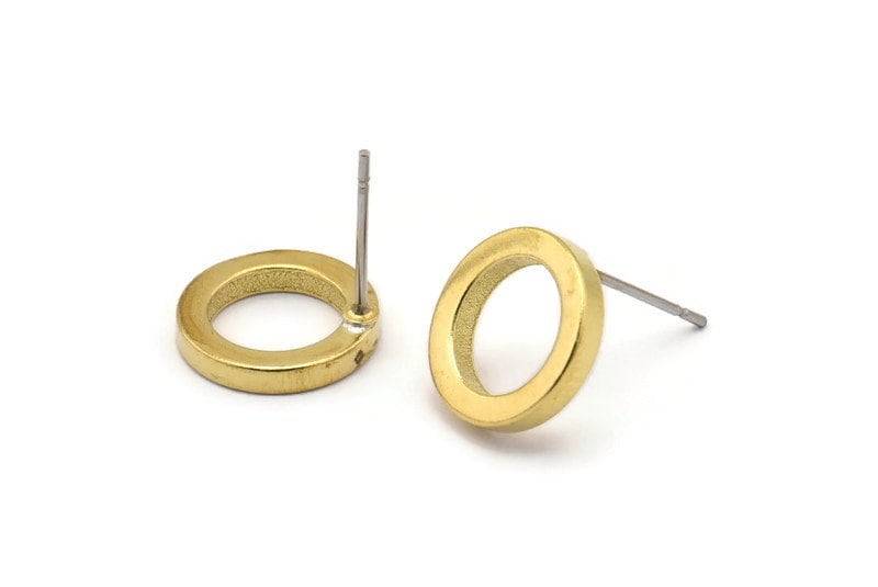 Messing Kreis Ohrstecker, 12 Rohmessing Ohrstecker | 12 Mm N0441 A1135 von yakutum