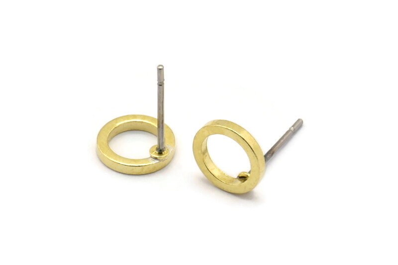 Messing Kreis Ohrstecker, 12 Rohmessing Ohrstecker | 8 Mm N0437 A1141 von yakutum