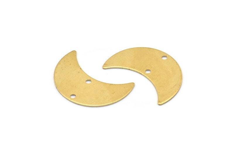 Messing Mond Charm, 10 Rohmessing Charms Mit 2 Löchern, Anhänger | 22x10x0.50 Mm D0787 von yakutum