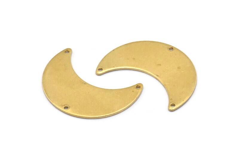 Messing Mond Charm, 10 Rohmessing Charms Mit 3 Löchern, Anhänger | 28x12x0.80 Mm D860 von yakutum