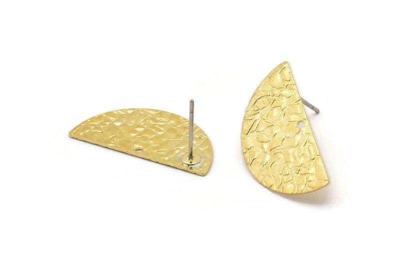 Messing Mond Ohrstecker, 8 Rohmessing Halbmond Ohrstecker Mit 1 Loch | 25x12x0.60 Mm D0794 A1172 von yakutum