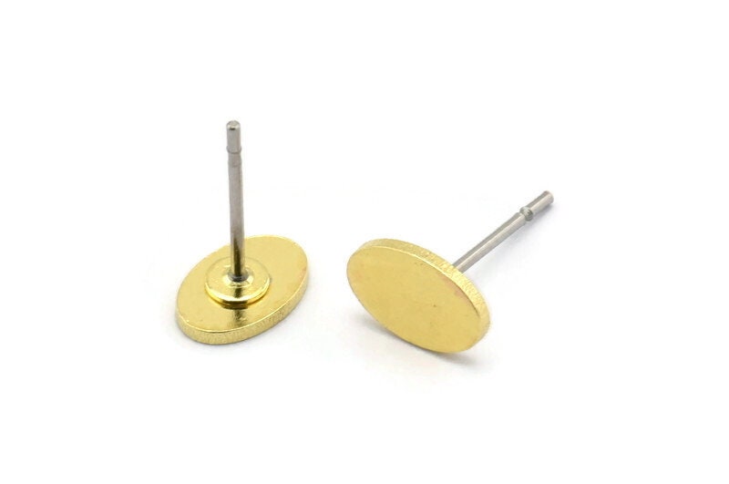 Messing Oval Ohrringe, 12 Rohmessing Tiny Shaped Ohrstecker | 8x5x0, 80mm A2688 von yakutum