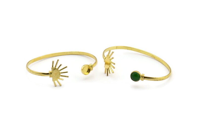 Messing Sonnen Armspange, Rohmessing Sunshine Manschette Steinfassung Mit 1 Pad - Größe 8 Mm N0984 von yakutum