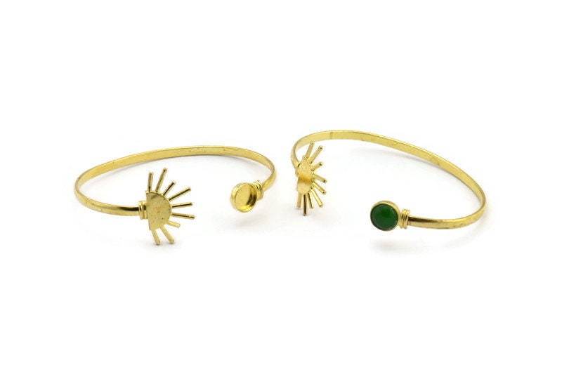 Messing Sonnen Armspange, Rohmessing Sunshine Manschette Steinfassung Mit 1 Pad - Größe 8 Mm N0984 von yakutum