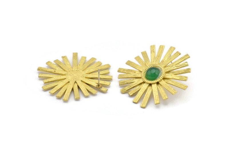 Messing Sonnen Ohrstecker, 2 Rohmessing Größe 8 Mm N0708 von yakutum