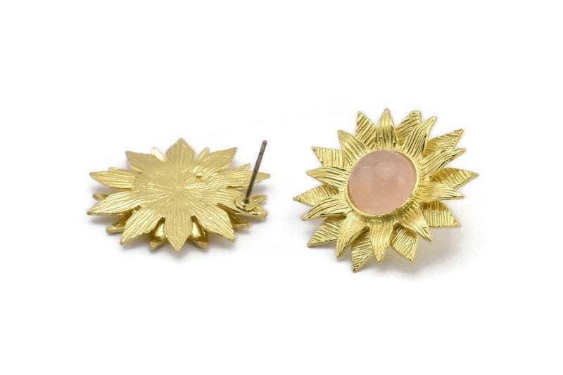 Messing Sonnenblume Ohrring, 2 Rohmessing Blume Ohrstecker - Pad Größe 10 Mm N0702 von yakutum