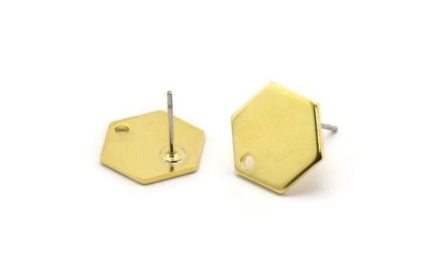 Messing Wabe Ohrstecker, 8 Sechseck Ohrstecker | 12.5 X 1 Mm D0090 A6863 von yakutum