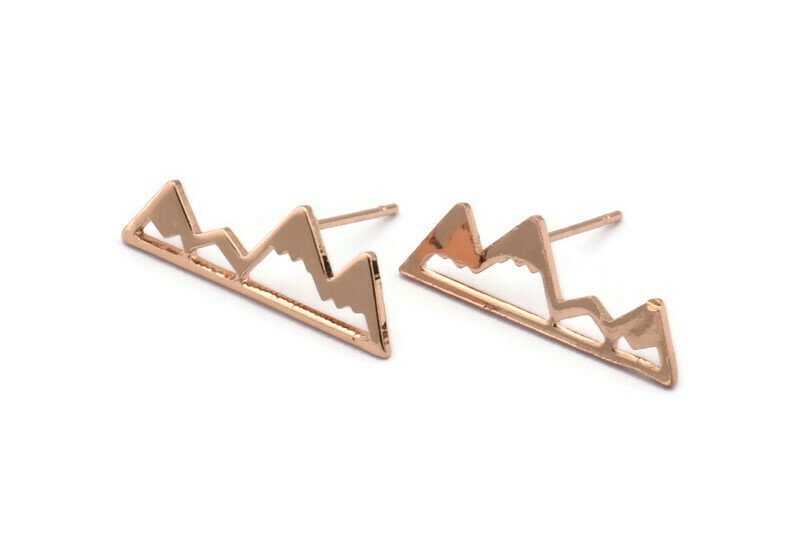 Rose Gold Berg Ohrringe, 6 Vergoldete Messing Ohrstecker | 22x7x1mm D0827 A1214 Q1082 von yakutum