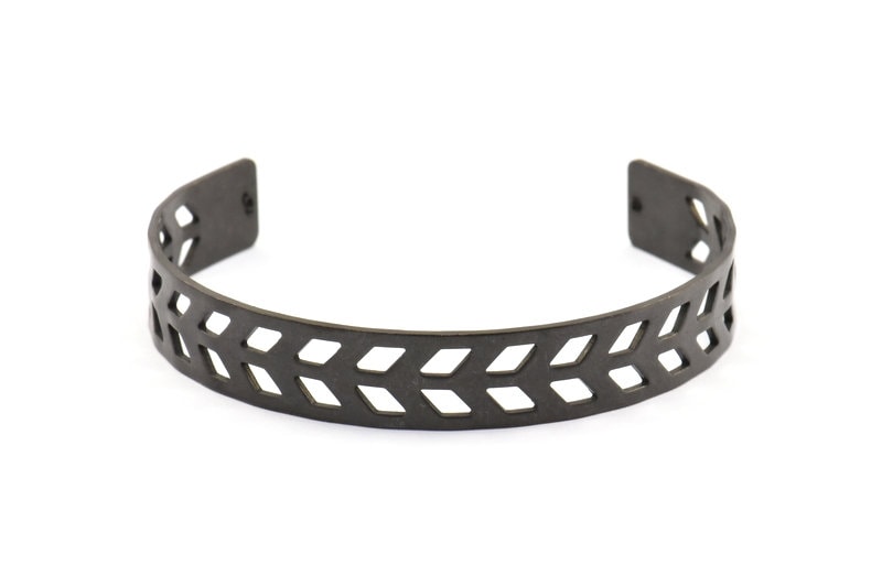 Schwarz Chevron Armreif - 1 Oxidiertes Messing Schwarz Blank Mit 2 Löchern | 10x145x0.80 Mm T100-0 Schwarz Chevron Armreif - 1 Oxidiertes Messing Schwarz Blank Mit 2 Löchern | 10x145x0.80 Mm T100-0 von yakutum