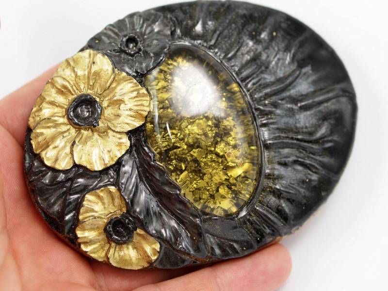 Schwarze Blumen Schnalle, 1 Vintage Schwarz Und Gold Handcraft Gürtelschnalle | 103 X 78 Mm - Made in Germany Bs 1305 von yakutum