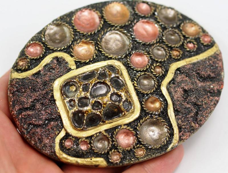 Vintage Pfirsich Schnalle, 1 Und Gold Handarbeit Gürtelschnalle | 106 X 82 Mm - Made in Germany Bs 1305 von yakutum