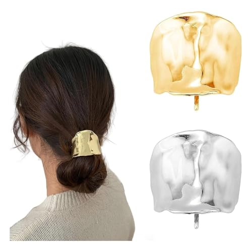 2 PCs Pferdeschwanzhalter Haarklammern, Metall hohe Pferdeschwanzmanschettenbarrettes für Frauen und Mädchen, Französisch gebogen von yampiyt