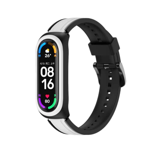 yanghongyua das zweifarbige Silikonarmband von ist für Xiaomi Mi Band 6/5/4/3 geeignet, und das austauschbare Silikonarmband mit Metallschnalle ist für Mi Band 6/5/4/3 geeignet. (weiß/schwarz) von yanghongyua