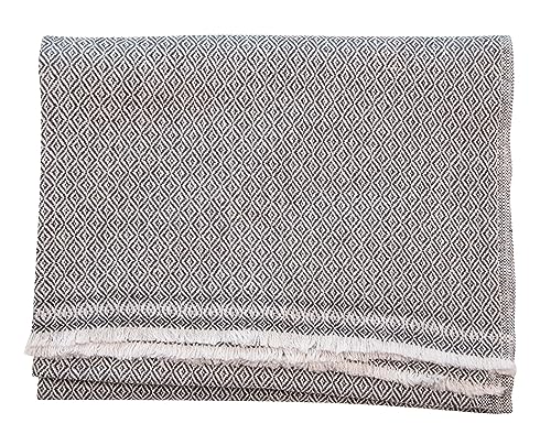 yanopurna Kaschmir Schal – aus 100% Kaschmirwolle, 68x190 cm, Cashmere Schal handgewebt aus Nepal, Unisex, Handwäsche, Schwarzgrau, Karomuster von yanopurna