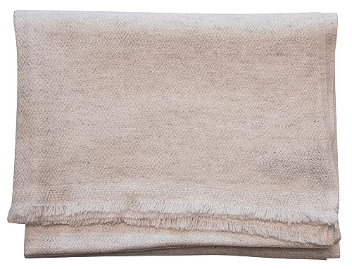 yanopurna Kaschmir Schal – aus 100% Kaschmirwolle, 68x190 cm, Cashmere Schal handgewebt aus Nepal, Unisex, Handwäsche, Weissgrau, Karomuster von yanopurna