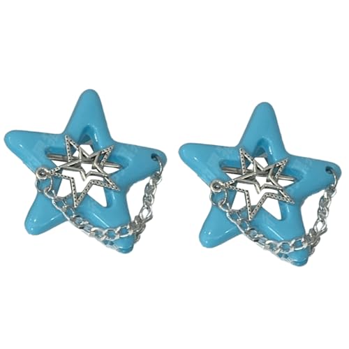 1 x 2 x Stern-Haarspangen für Mädchen, schöne Accessoires, rutschfeste dekorative Kette von yanwuwa
