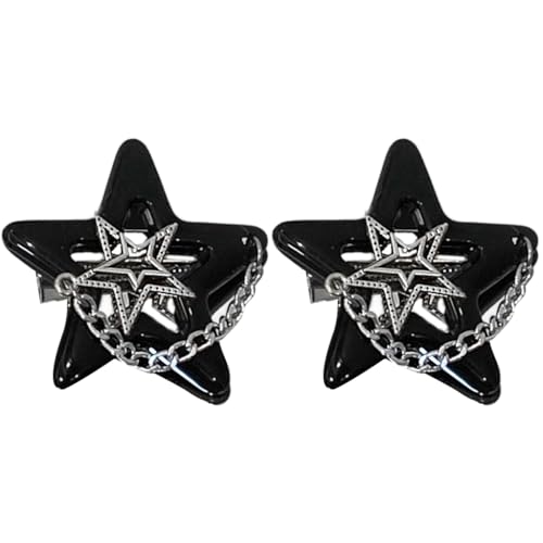 1 x 2 x Stern-Haarspangen für Mädchen, schöne Accessoires, rutschfeste dekorative Kette von yanwuwa