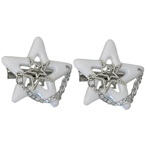 1 x 2 x Stern-Haarspangen für Mädchen, schöne Accessoires, rutschfeste dekorative Kette von yanwuwa
