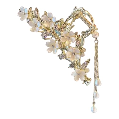 Blumen-Haarspange mit Strasssteinen und baumelnden Perlen, für Damen, sicherer Dutt-Halter, antikes Haarstyling-Zubehör von yanwuwa