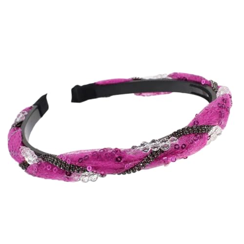 Elegantes Highskull Haarband mit Strasssteinen, Nieten, französisches Netzgewebe, Spitzen-Haarreif für weibliche Haarstyling-Dekorationen von yanwuwa
