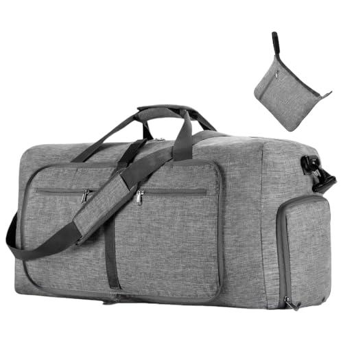 Faltbare Seesack für Damen, große Kapazität, praktische Nylon-Reise-Sporttasche mit Schultergurt, faltbare Handtasche, grau von yanwuwa