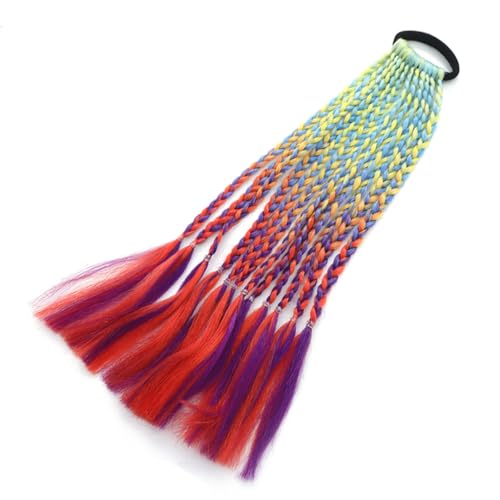 Farbige Zöpfe, Haarverlängerungen mit Bändern, geflochtenes Kunsthaarteil, Pferdeschwanz, Haarschmuck für Damen von yanwuwa