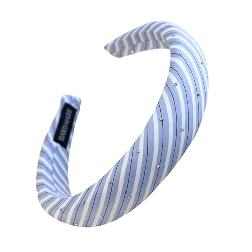 Haarband mit blauen Streifen und Punkten, weicher Twill-Stoff, mit Schwammpolsterung, für Damen und Herren, bequemes Haar-Accessoire von yanwuwa