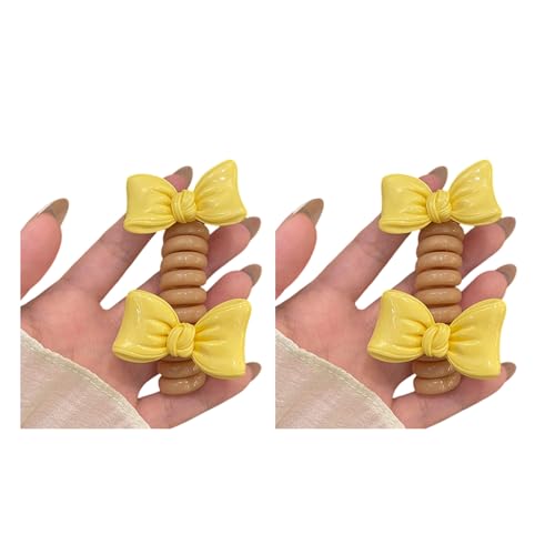 Haargummis mit Spiralen und Schleife, Pferdeschwanz-Halter, Haargummis für Mädchen, Haar-Accessoires, Kinder-Haarschleifen für den täglichen Gebrauch und Partys, 2 Stück von yanwuwa