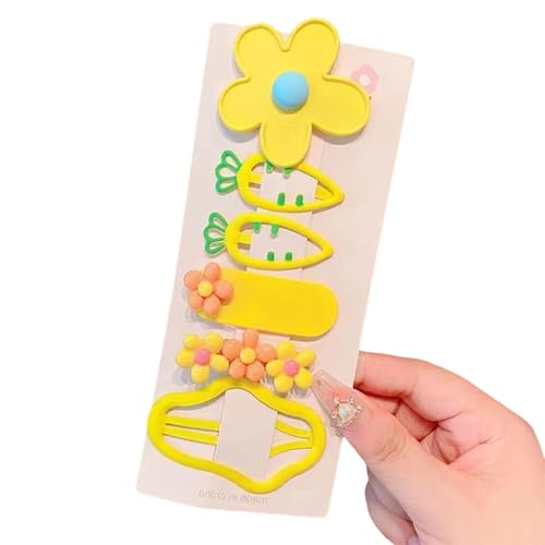 Haarspangen für kleine Mädchen, Blumen- und Karotten-Design, sichere Haarspangen, Haar-Accessoires, 5 Stück von yanwuwa