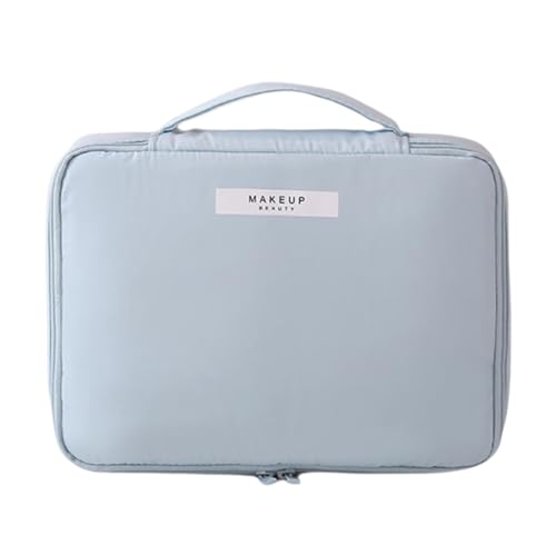 Kosmetiktasche mit großem Fassungsvermögen, wasserdicht, für Damen, Make-up, tragbar, Reise-Tragetaschen, Kulturbeutel, Zubehör-Organizer, himmelblau, L von yanwuwa