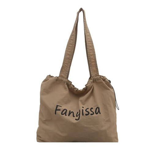 Mehrzwecktasche aus Nylon für Damen, leicht, geräumig, Büchertasche mit bequemem Riemen, Schultertaschen, lässiger Einkaufspack, khaki von yanwuwa