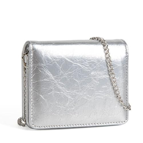 Modische kleine Geldbörse für Damen, Abendtasche mit Crossbody-Kette, PU-Leder, tragbare Münzbörse, Lippenstifte, Kopfhörer-Organizer, silber Modische kleine Geldbörse für Damen, Abendtasche mit Crossbody-Kette, PU-Leder, tragbare Münzbörse, Lippenstifte, Kopfhörer-Organizer, silber von yanwuwa