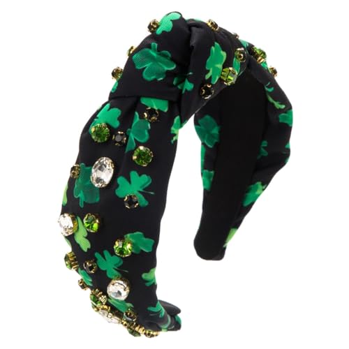 Modischer StPatricks-Haarreif für Damen und Mädchen, rutschfest, karierter Knoten, Haarband, Glasbohrer, Haarreifen, Partyzubehör von yanwuwa