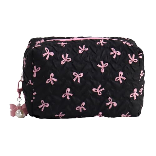 Reise-Make-up-Tasche, Kosmetiktasche, großes Fassungsvermögen, Hautpflege-Organizer, schöne Schleifen, Make-up-Aufbewahrungstasche, ästhetischer Kulturbeutel, F von yanwuwa