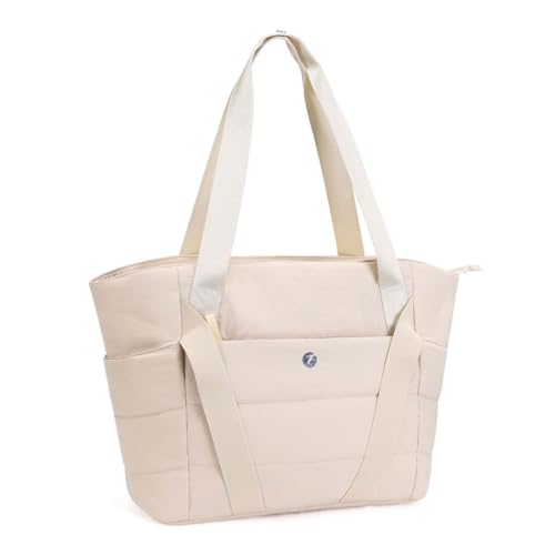 Reisetasche Multifunktionale Fitnesstasche Turnbeutel Sporttasche Große Kapazität Schultertasche Gesteppte Trainingstasche, beige von yanwuwa