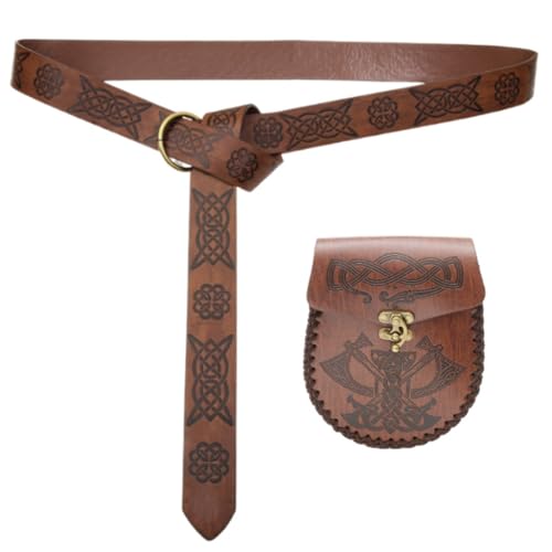 Viktorianische Themenparty Taillengürtel mit Münzfach für Mittelalter-Enthusiasten Cosplay Kostüm Gürtel Maskeraden Requisiten PU Bel, Braun C, M von yanwuwa