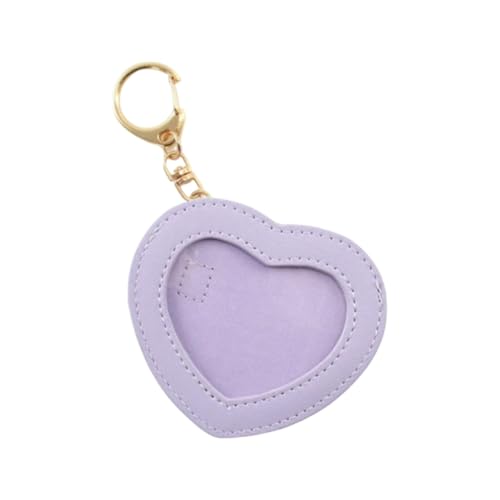 yanwuwa Cartoon-Herz-Form-Abzeichen-Halter, Schlüsselanhänger, Anime-Anstecknadel, PU-Leder, Displayschutztasche für Studenten und Sammler, violett von yanwuwa