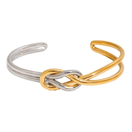 yanwuwa Einzigartiges Knoten-Detail, Edelstahl, verstellbare Öffnung, Armband für Damen und Herren, leichtes Schmuck-Accessoire von yanwuwa