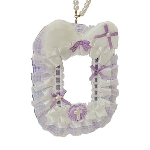yanwuwa Foto-Kartenhalter mit gerüschtem Spitzenbesatz, Katzenohren aus Plüsch und Perlenkette, Kartenhülle für Schlüsselanhänger oder Taschenanhänger, violett yanwuwa Foto-Kartenhalter mit gerüschtem Spitzenbesatz, Katzenohren aus Plüsch und Perlenkette, Kartenhülle für Schlüsselanhänger oder Taschenanhänger, violett von yanwuwa
