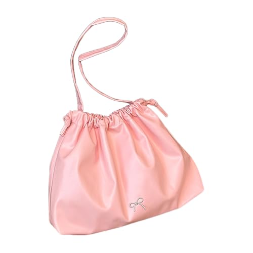 yanwuwa Große Kapazität, weiches PU-Leder, knisterndes Kordelzug, Unterarmtasche für Damen und Mädchen, leichte Schultertasche, rose von yanwuwa