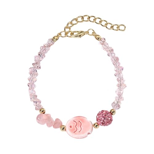 yanwuwa Handgefertigtes Keramik-Seestern-Schnecken-Perlenarmband mit süßen Kristallen, verstellbare Länge, für Damen und Mädchen von yanwuwa