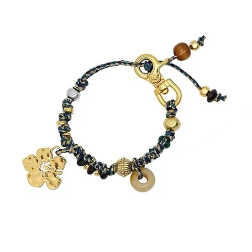 yanwuwa Handgefertigtes gewebtes Armband mit Hibiskusblüte, stilvoller Schmuck, multifunktionaler Schlüsselanhänger-Design, Handgelenkkette von yanwuwa
