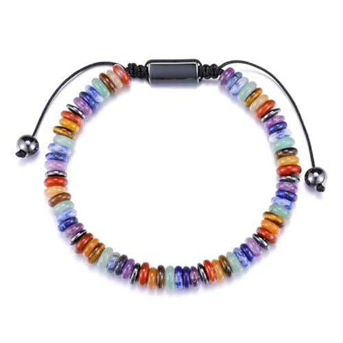 yanwuwa Handgefertigtes mehrfarbiges Armband mit fliegenden Scheiben aus Naturstein, leicht, verstellbar, Schmuck für Damen und Herren von yanwuwa
