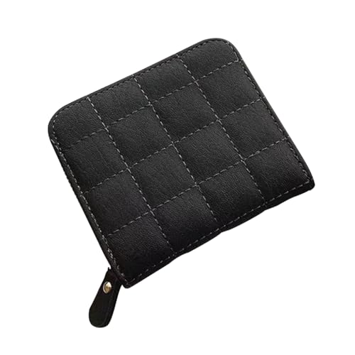 yanwuwa Kompakte kleine Geldbörse für Damen, koreanische Münzbörse mit Reißverschluss, mit Stickerei, eleganter PU-Kartenhalter für den täglichen Gebrauch, Schwarz von yanwuwa