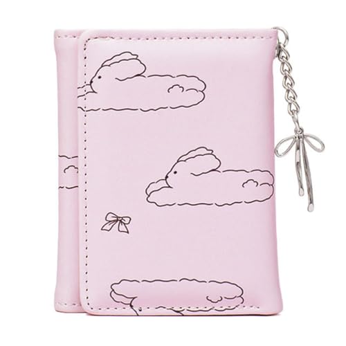 yanwuwa Koreanische Stile Bowknot Kaninchen Geldbörse für Frauen PU Leder kurze Geldbörsen Geldbörse Münzhalter und mehrere Kartenfächer, rose von yanwuwa