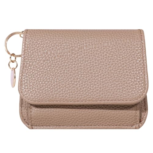 yanwuwa Münzgeldbörse im koreanischen Stil, PU-Leder, einfarbig, kleine Geldbörse, kurze Geldbörse, Kartenhalter, dreifach gefaltete Geldbörse, aprikose von yanwuwa