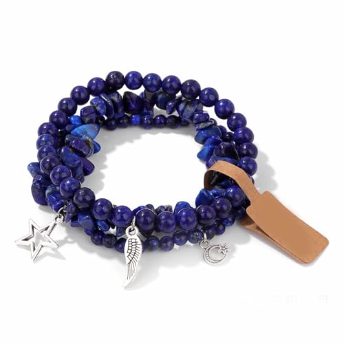 yanwuwa Unregelmäßige Stern- und Mond-Anhänger-Armbänder für Frauen, modisches Perlenarmband, Schmuck mit verstellbarer Kette, 3 Stück von yanwuwa