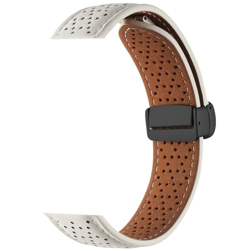 yanwuwa Verbessertes magnetisches Lederarmband mit magnetischen Schnallen, atmungsaktives Armband, flexibles Armband, geeignet für Watch 6 von yanwuwa