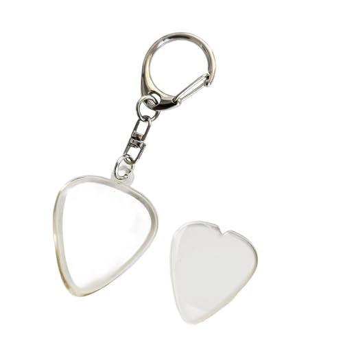 yanwuwa Verschluss Gitarrenplektren-Organizer, transparente Hülle, hält Plektren, tragbares Zubehör für Gitarristen, Auftritte, Plektrumbehälter, Schlüsselanhänger in Herzform von yanwuwa