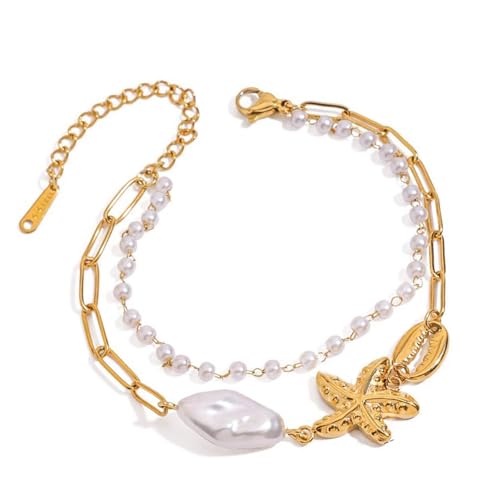 yanwuwa Verstellbares Charm-Armband aus Edelstahl, Acryl, Perlen, Akzent-Anhänger, Handgelenkkette, Schmuck von yanwuwa